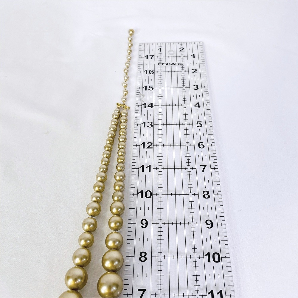 Vintage Gold Double Strand Faux Pearl Choker Necklace Chunky Graduated Hook 18in - Picture 11 of 15